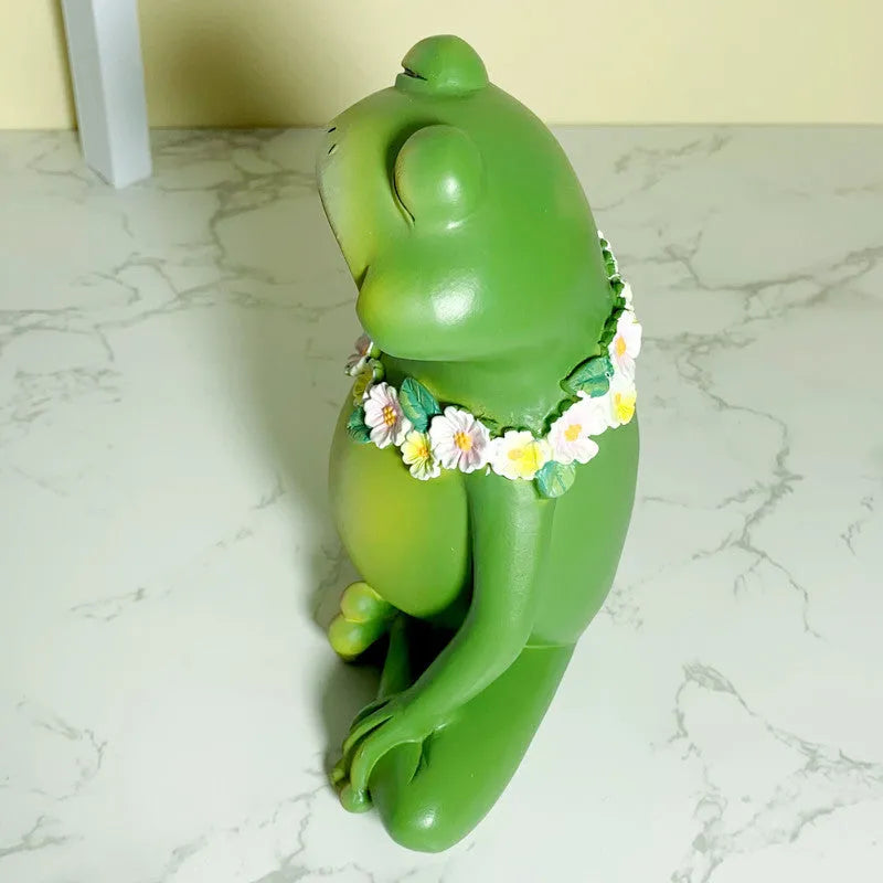 European-style Magic Yoga Frog ornament in RDW123 colour for shelf or table display.