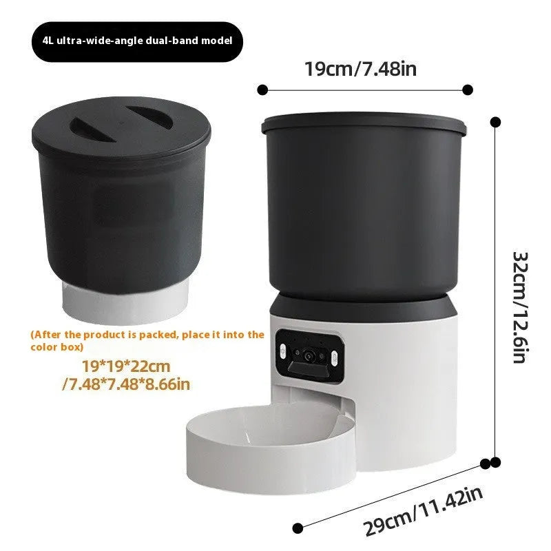 4-litre smart pet feeder with control panel and stainless steel food bowl.