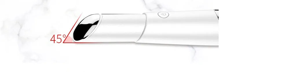 Mini electric eye massager pen in pink and white with vibration and heat for dark circles removal