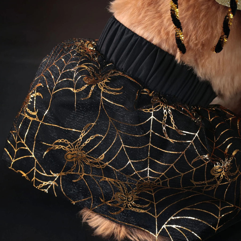 Polyester dog suit costume in classic suit colour, shown in size options S, M, L, XL for Halloween.