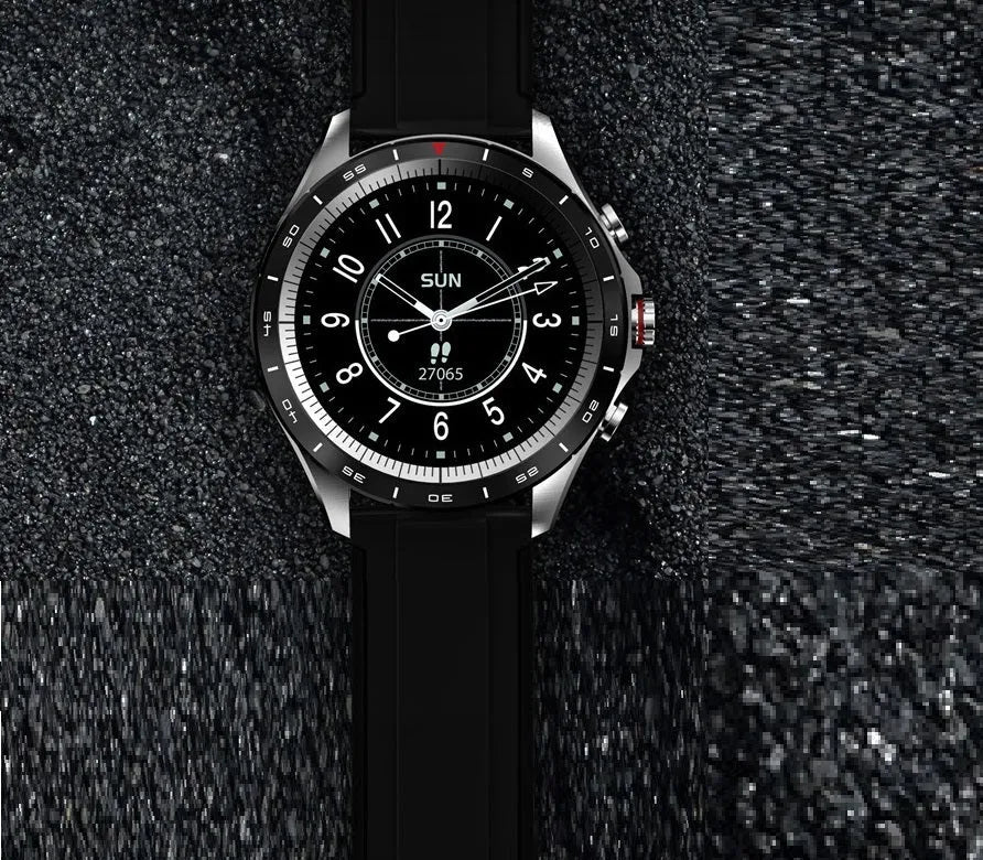Men's smart bracelet watch with zinc alloy screen and silicone band in black, blue, or grey
