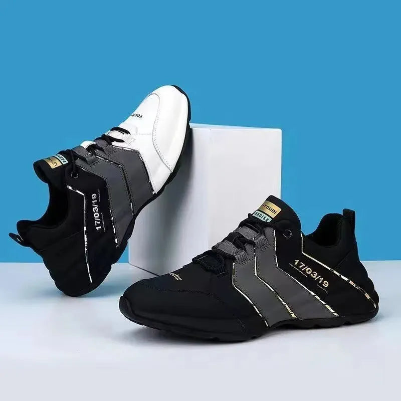 Casual sneakers for teenagers with thick plastic sole and mesh lining in grey and black colour