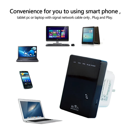 300Mbps WiFi repeater with dual network ports, compact white device