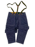 Men's straight strap trousers in GB37 blue jeans colour, polyester fabric, front view