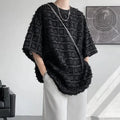 Men's T-shirt Cool Style High-end Black Short Sleeve Pullover Synthetic Fiber Blend Jacquard Top for Daily Occasion Loose Fit Asian Sizes M to 3XL