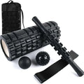 Black 33cm foam roller set with massage shaft and gear massage bar stick for fitness and health massage