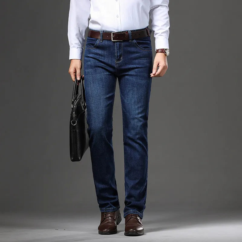 Stretch jeans in straight-leg style showing K276 Black and K276 Blue colour options