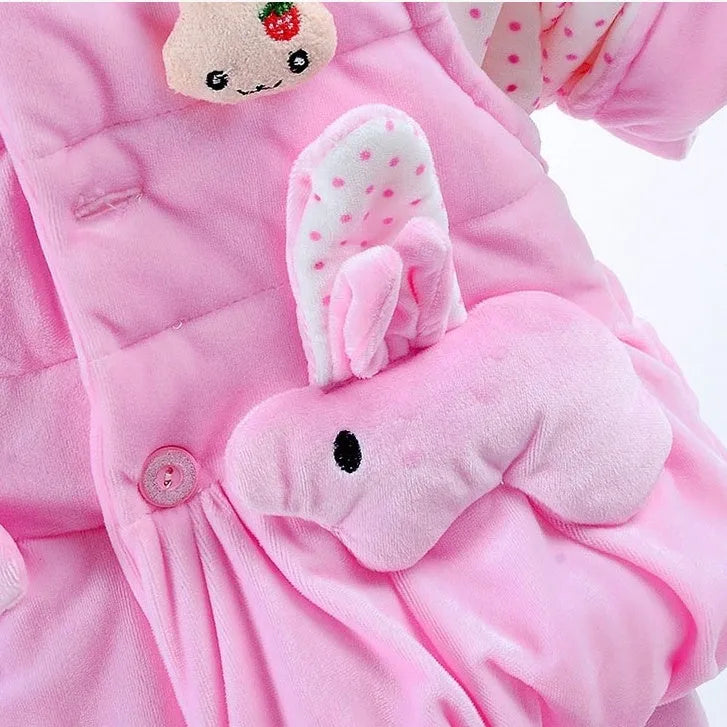 Girls' pink three-piece autumn winter clothing set with jacket, pants, and vest