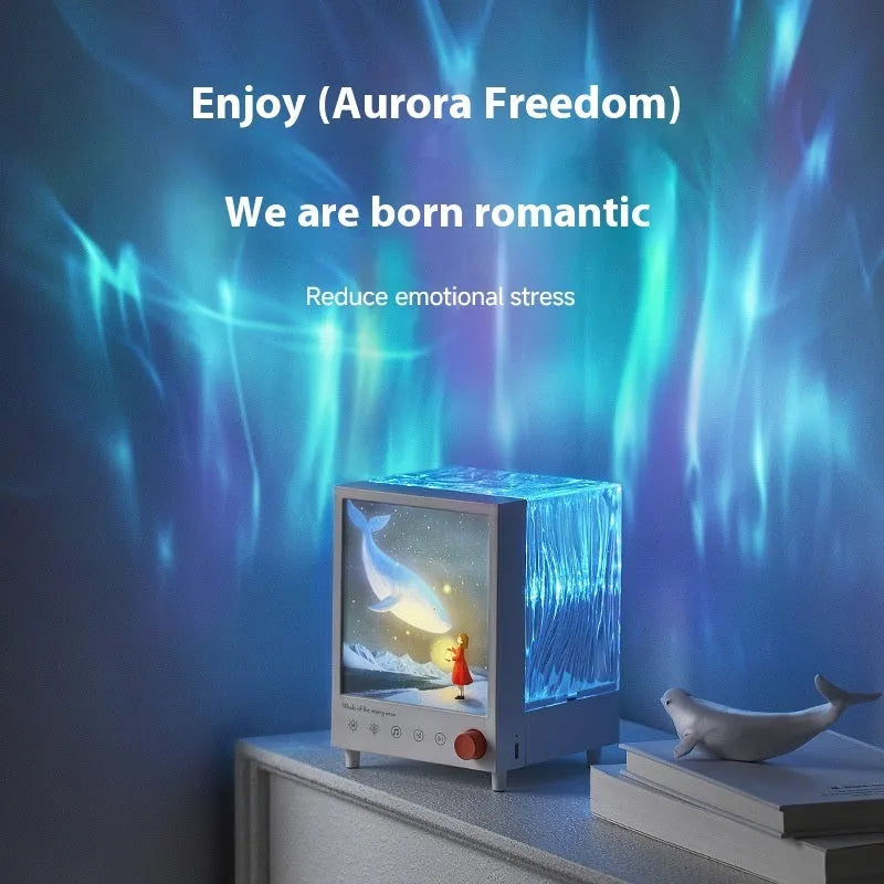 Aurora Treasure Box atmosphere projection lamp showing Star Sea Whale light colour projection