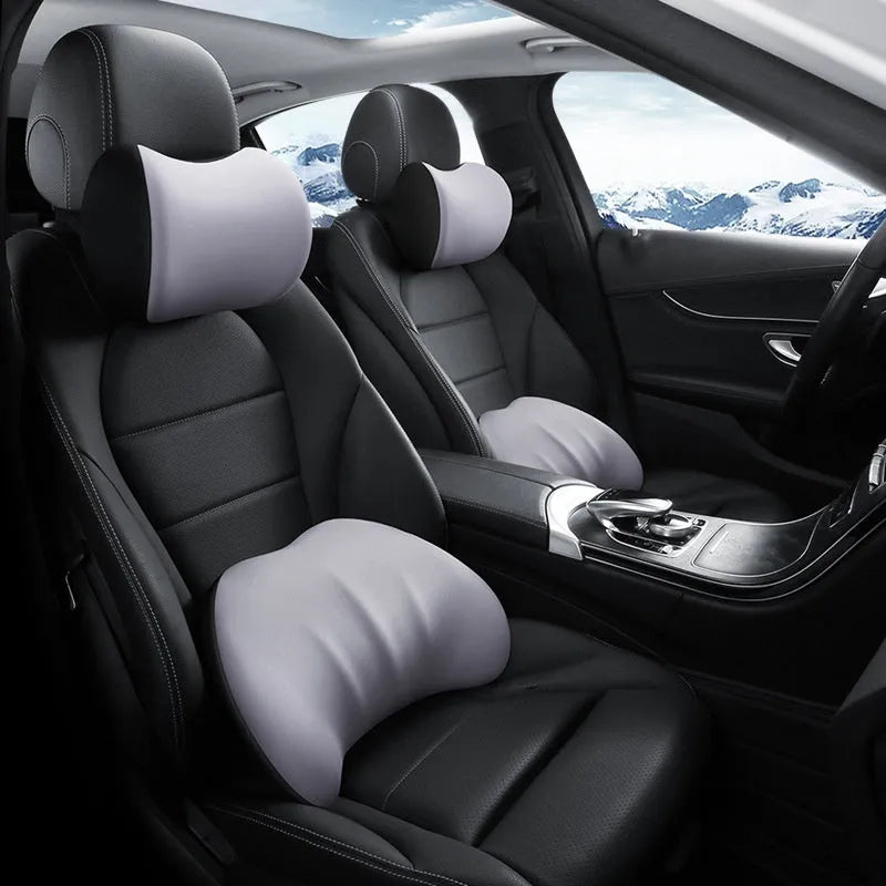 Memory foam automotive waist cushion in black elastic fabric for car lumbar support