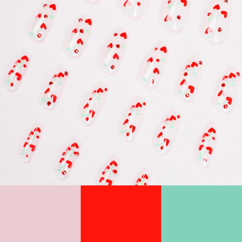 French Love Red Diamond small cherry nail art armor sheets in colour JP1601 with adhesive glue