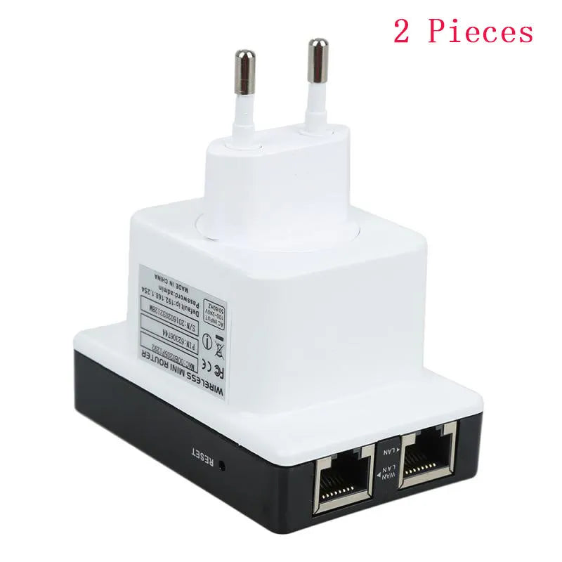 300Mbps WiFi repeater with dual network ports, compact white device