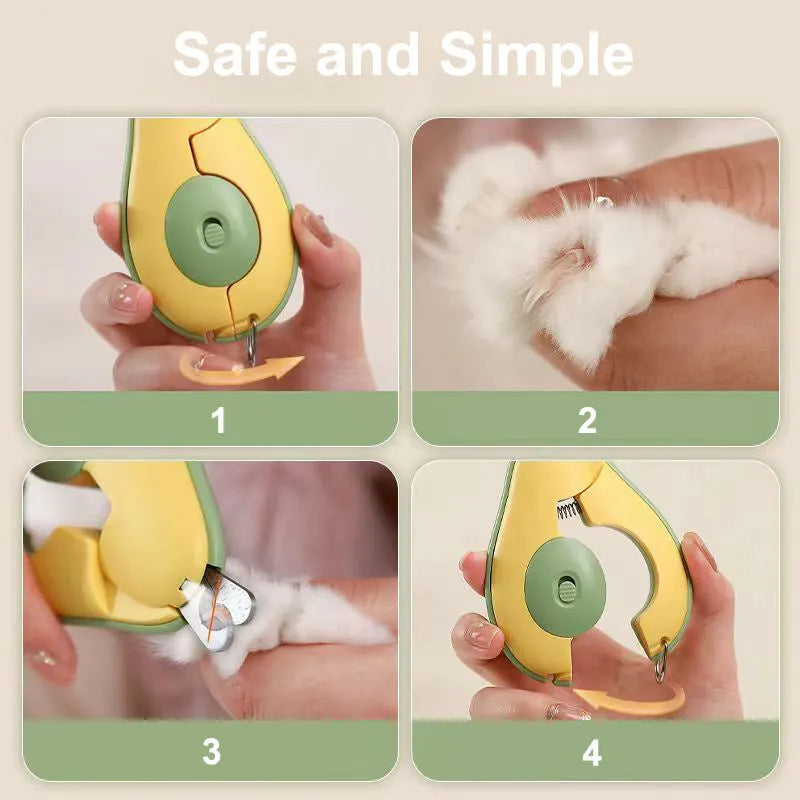 Professional LED pet nail clipper for small dogs and cats in green, pink, or white colours