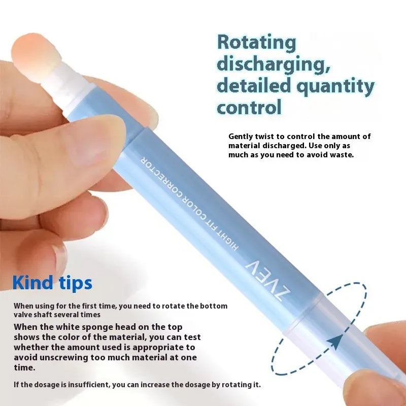 Concealer pen with sponge brush head and cream, shown in 1.5g size with three colour shade options.