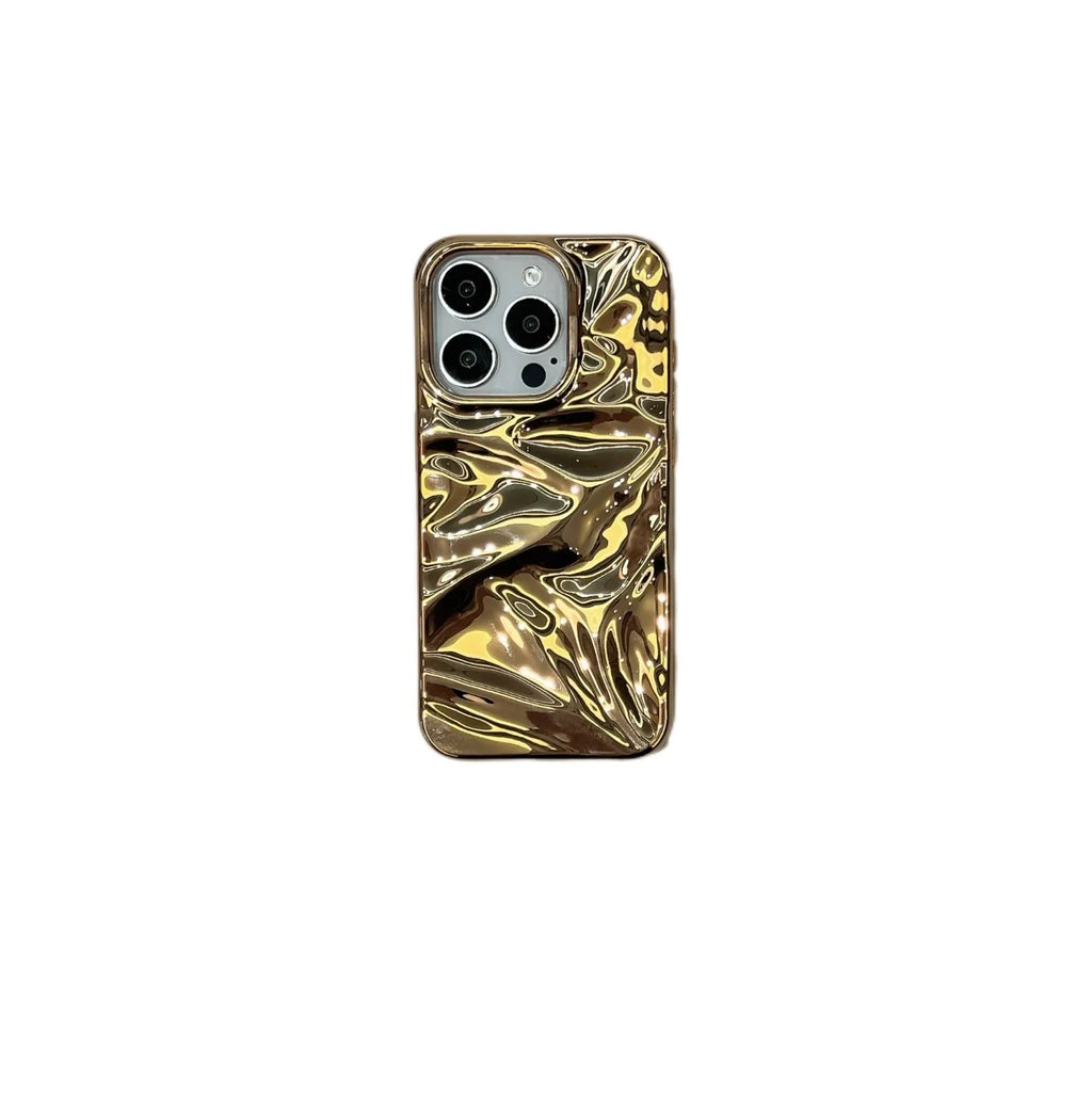 Electroplated three-dimensional pleated TPU phone case for iPhone 11–16 Pro Max in milk blue colour