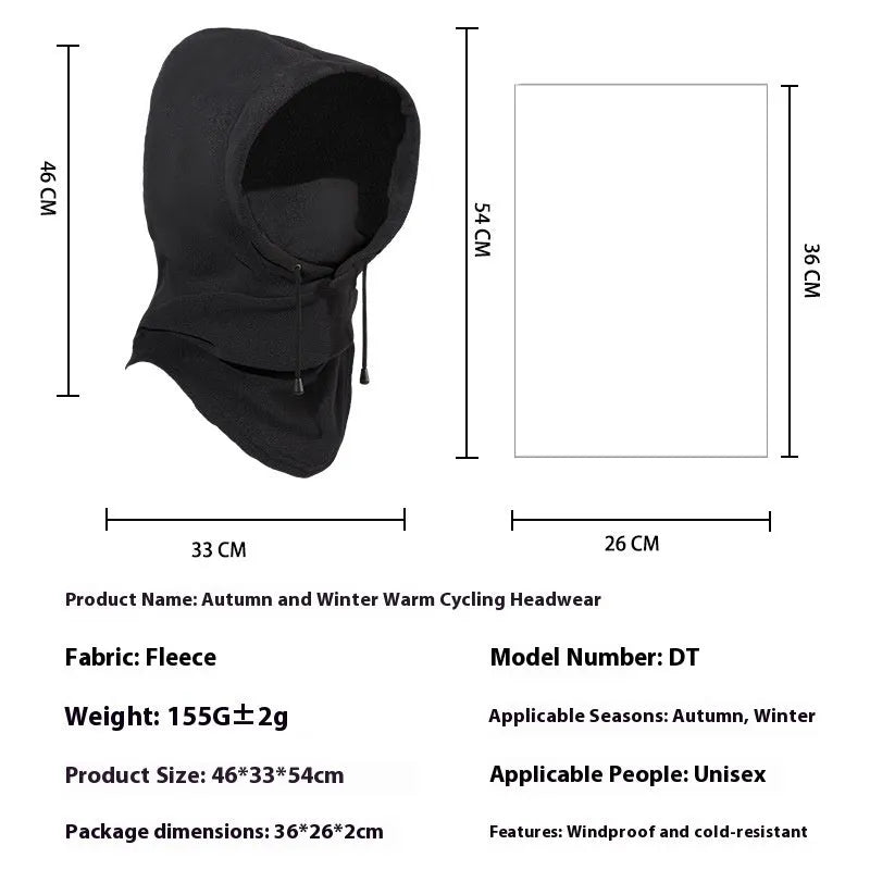 Thermal windproof cycling sports mask in polar fleece black free size unisex face cover