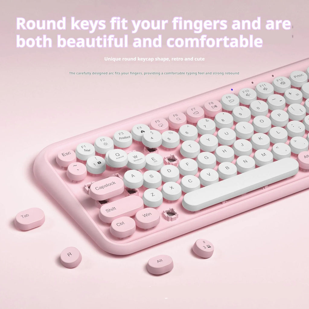 Pink Bluetooth wireless keyboard with 84 keys and crater architecture technology