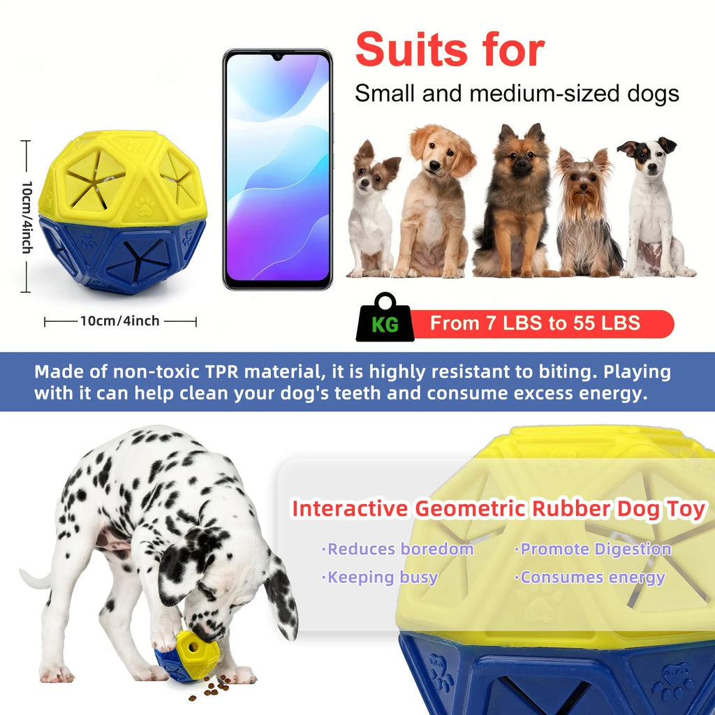 Blue bite-resistant hollow pet ball for interactive food dispensing with dogs