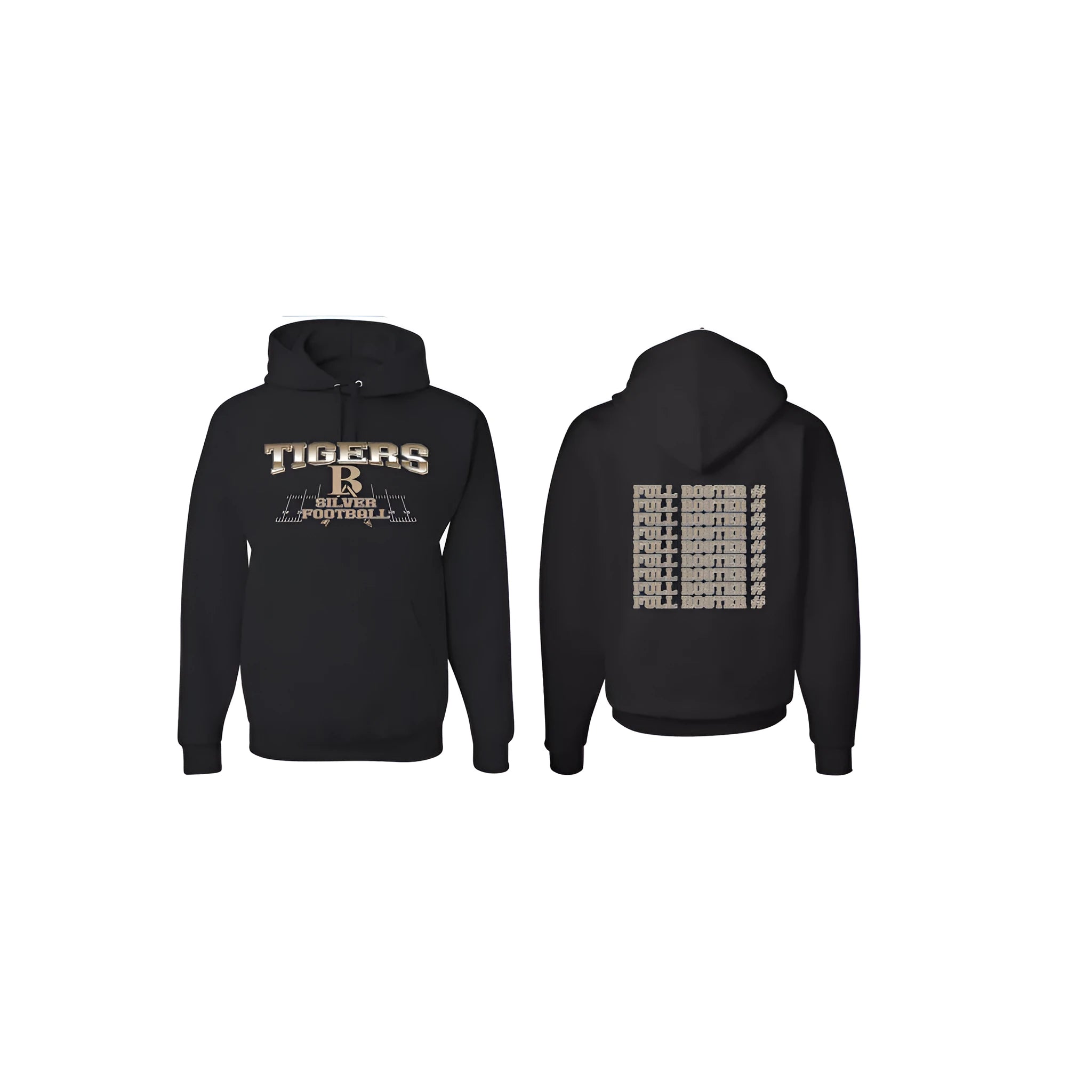 Black men's drop-shoulder pullover hoodie with long sleeves on a plain background.