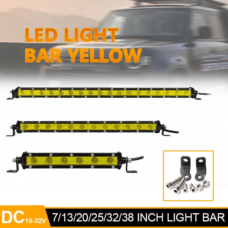 25-inch single row LED light bar for cars with aluminium housing and mounting brackets