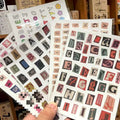 English letters and numbers symbol label sticker sheets showing alphabet sets and week words for decoration