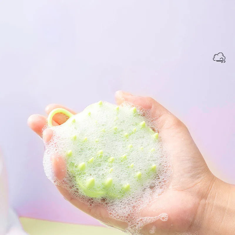 Silicone pet grooming brush with textured fingers for wet and dry use on dogs and cats