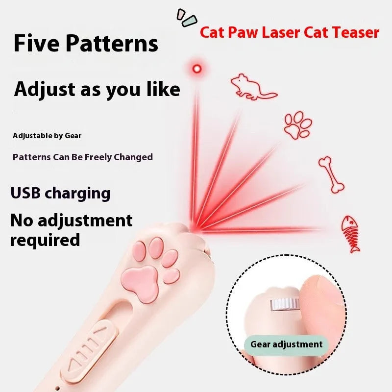 USB-powered cat tease wand with a light-up end in sky blue colour