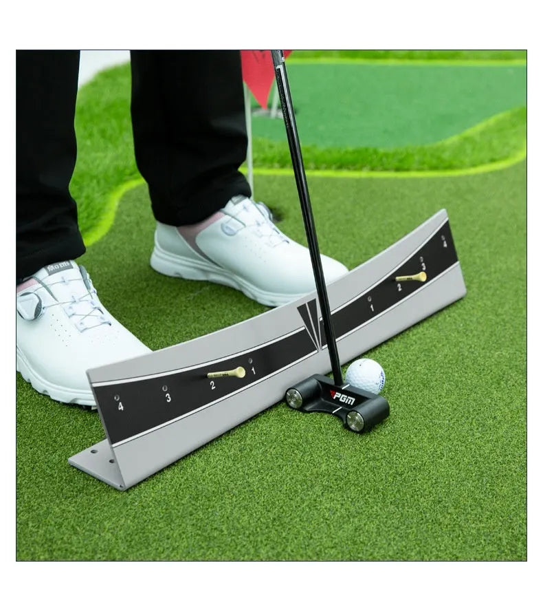 Adjustable golf putter trajectory balance simulator with PVC construction for indoor putting practice