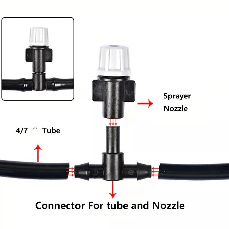 10 metre garden irrigation hose system with water mist and 10 spray heads for plant watering