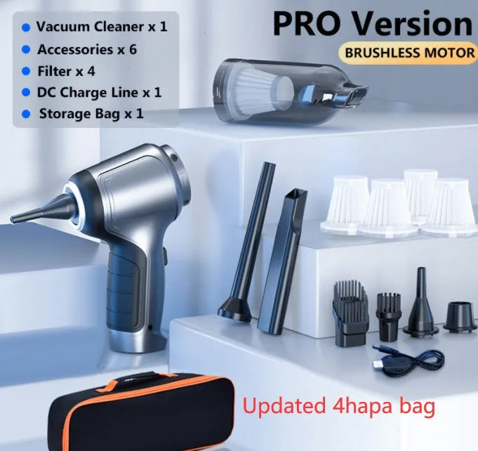Handheld cordless vacuum cleaner with brushless motor for car and home cleaning