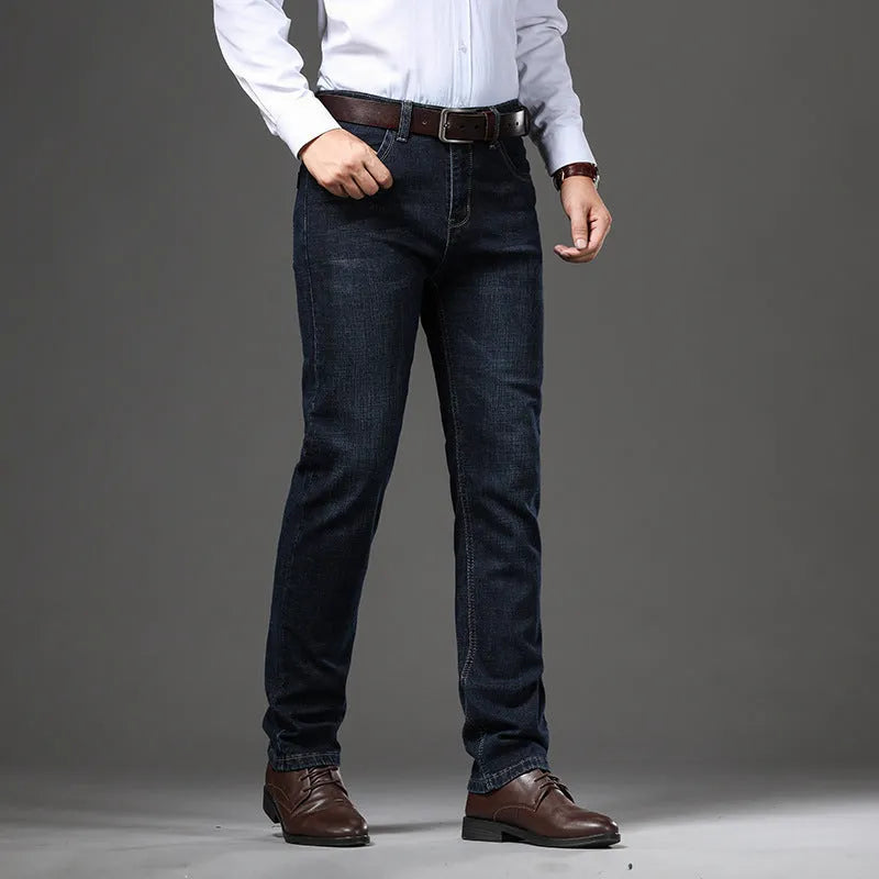 Stretch jeans in straight-leg style showing K276 Black and K276 Blue colour options