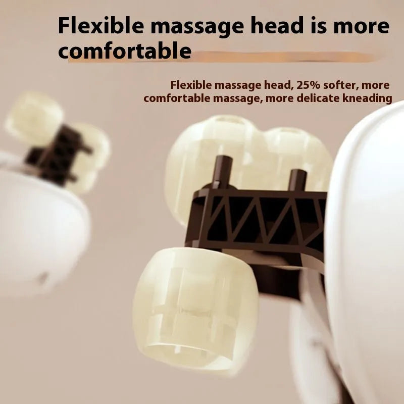 Blue rechargeable foldable electric neck and shoulder massager with display.
