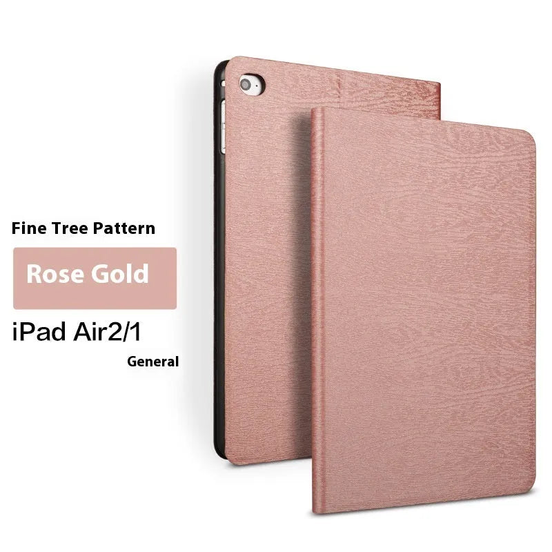 Sapphire blue imitation leather universal sleep bracket stand holding a silver iPad tablet.
