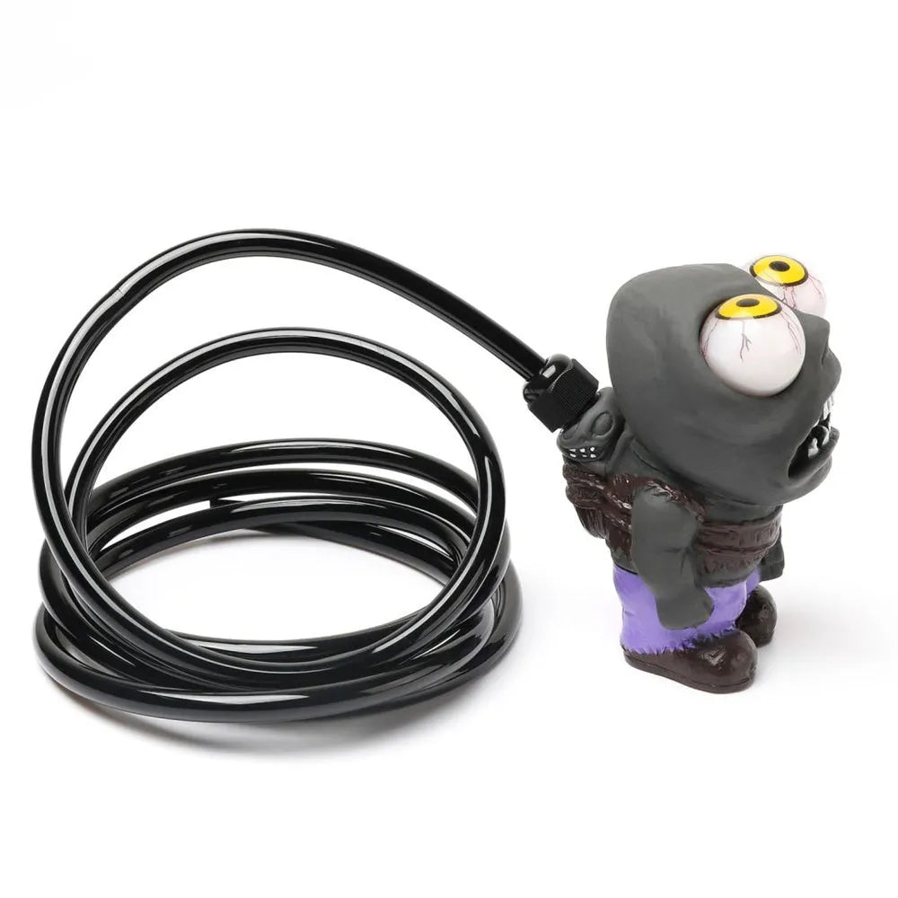 Turbo car blow-off valve pressure release kit showing rubber doll ornament, copper tube, pressure valve, and clips.