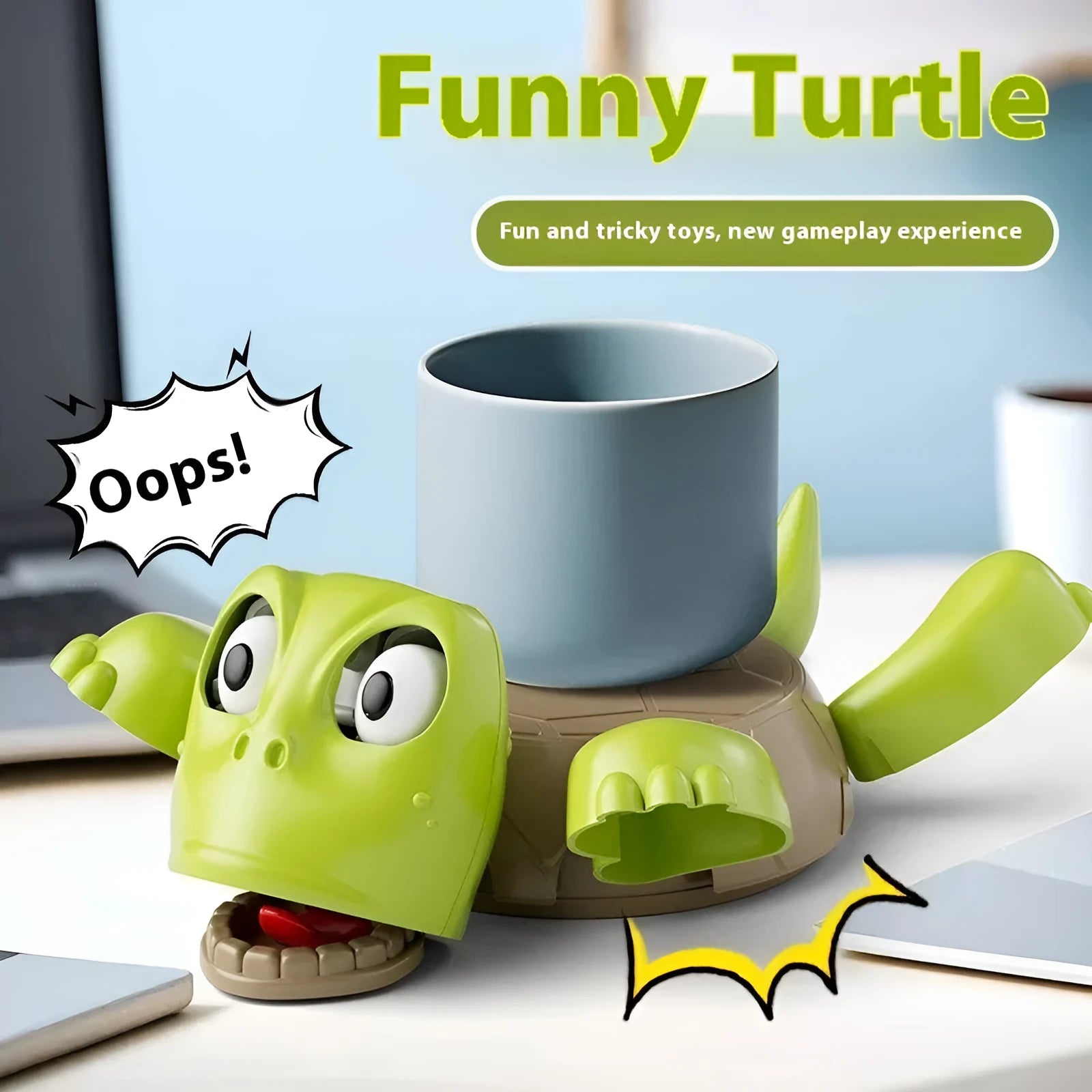 Turtle-shaped ABS plastic coaster in light green colour for heat insulation under drinks