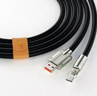 Mecha Elbow 180 Rotating Data Cable with zinc alloy connector in orange, 2m length