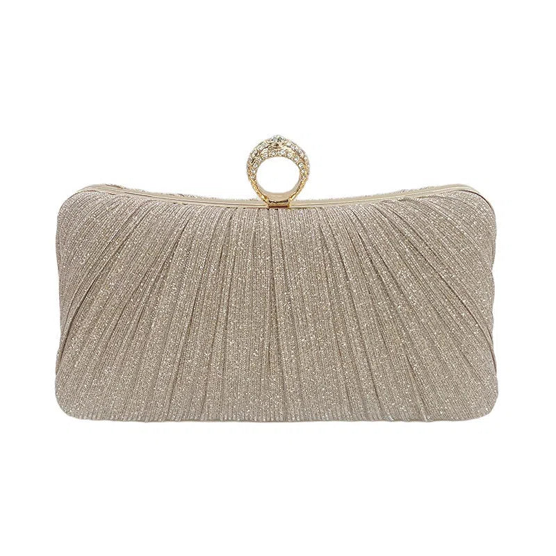 New Chinese-style women's cross-body pillow-shaped polyester banquet bag with outer pocket, silver colour option