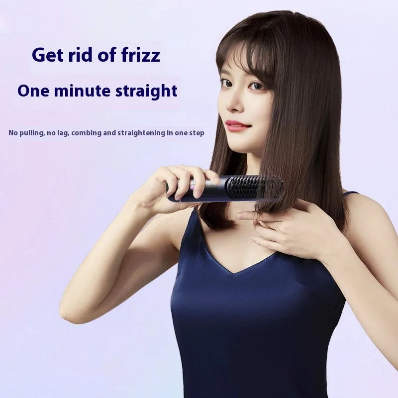 Portable charging negative ion straight hair comb in blue, grey or white.