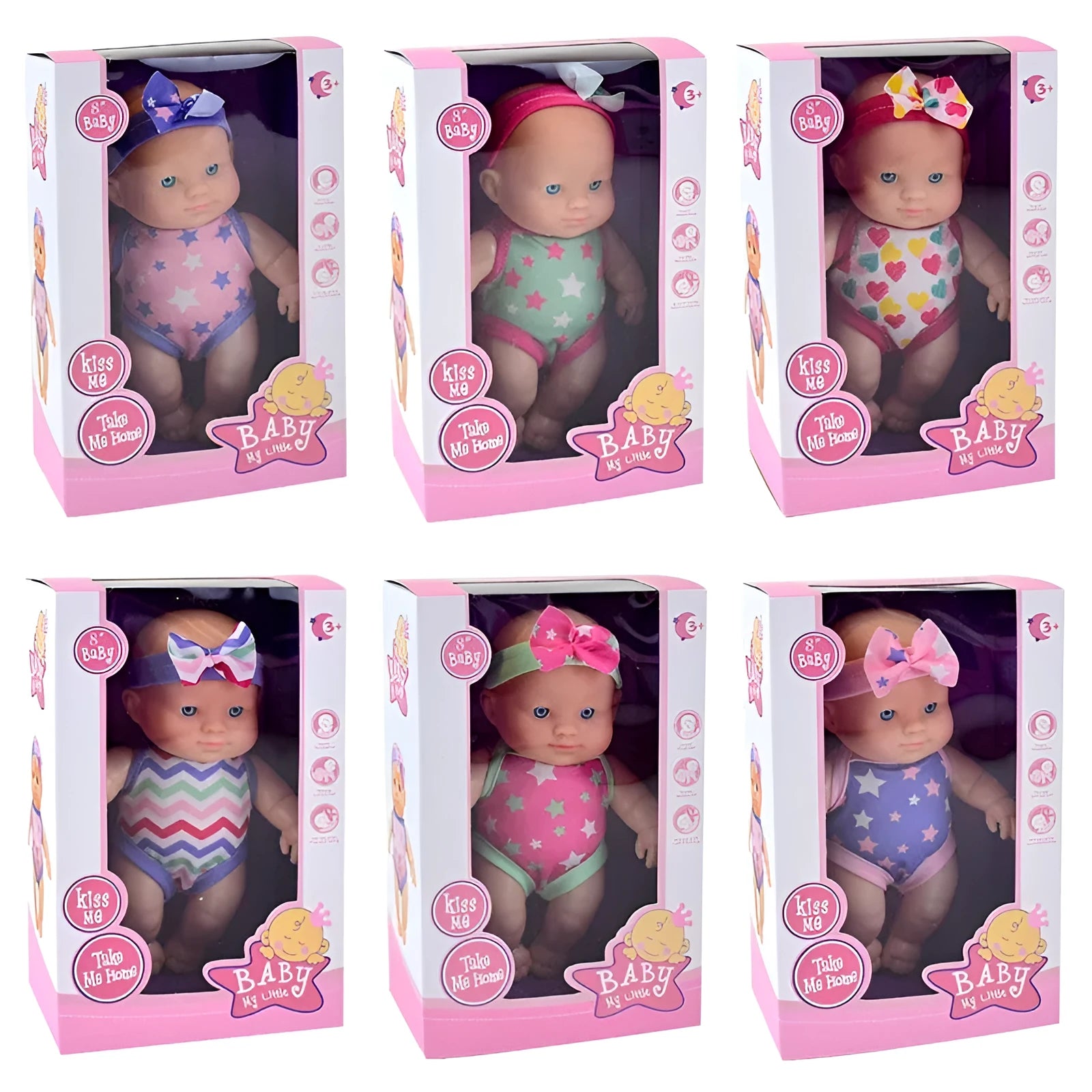 Simulation baby vinyl figurine doll in display showing realistic details and 21.5cm height