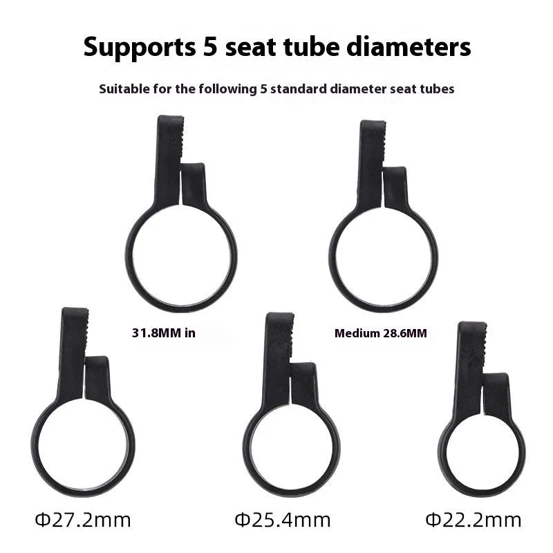 Red plastic anti-theft bicycle taillight bracket mounted on seat post with reflective surface