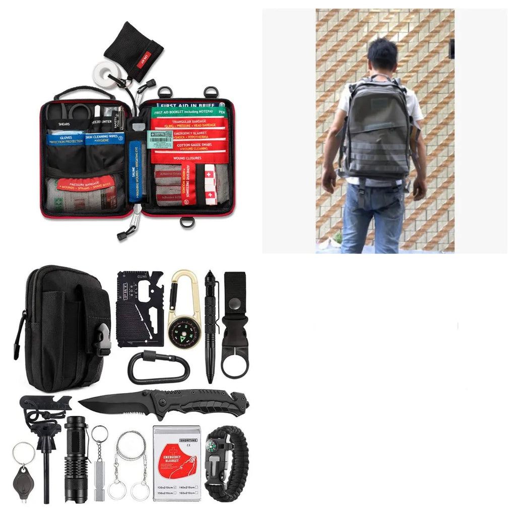 Outdoor camping multi-function survival tool compact 17.5x12x6cm self-defence SOS equipment