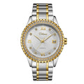 Fashionmonger men's automatic mechanical watch with a gold case and black dial, showing luminous hands.