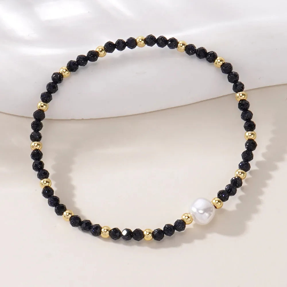 Natural stone geometric bracelet with elliptical elements in various colour options