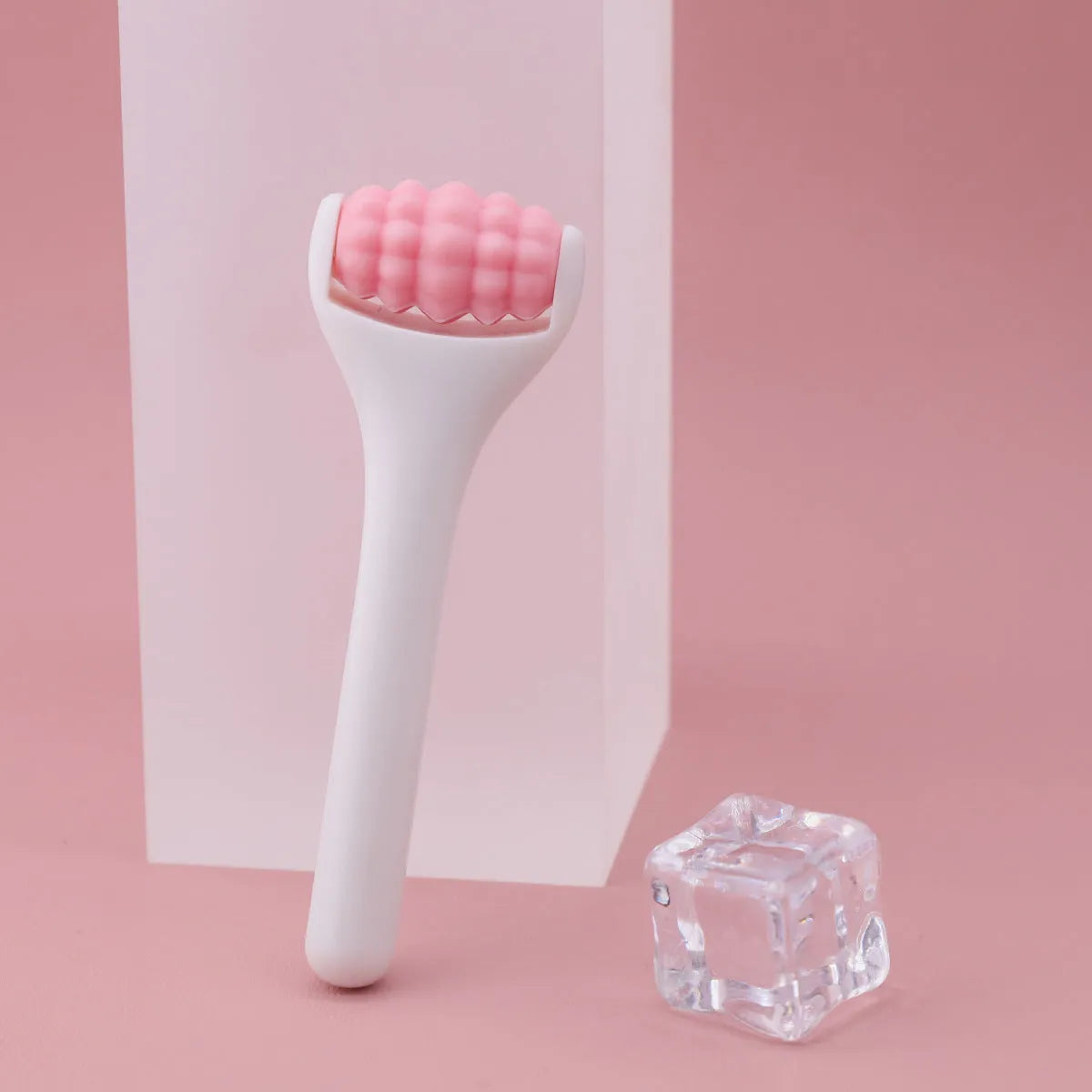 Ice roller eye cream stick 8cm cold compress tool with stainless steel head in pink colour