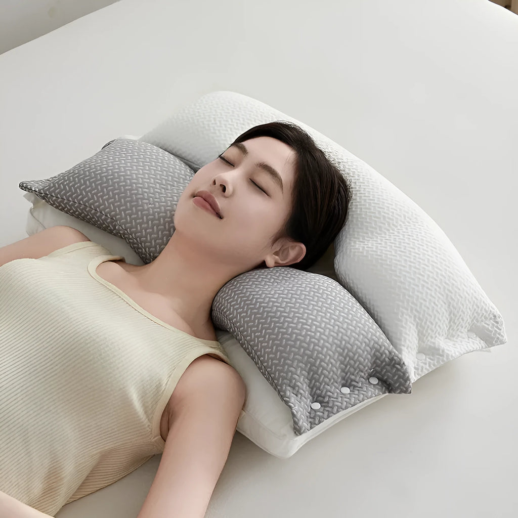 Double-layer chemical fibre pillow for cervical support, single size 40x60cm, simple style, three loft options