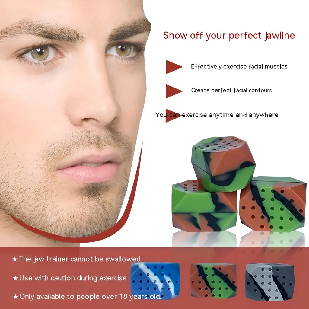 Two camouflage pattern silicone facial muscle fitness balls for jawline exercise