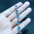Natural topaz bracelet in 925 sterling silver with five 6x8mm Mozambique gemstones micro inlay rose gold colour