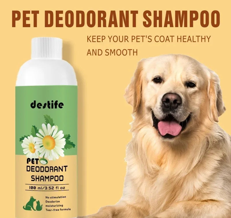 100ml bottle of dog and cat shampoo and conditioner shower gel.