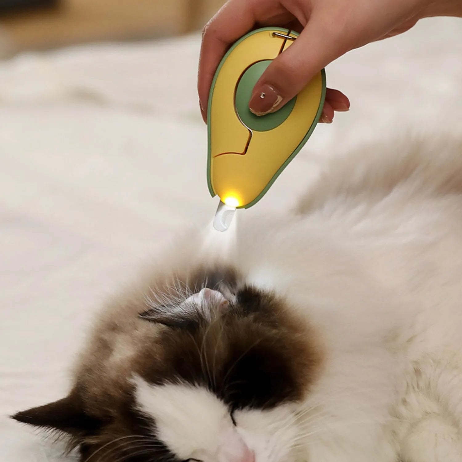 Professional LED pet nail clipper for small dogs and cats in green, pink, or white colours
