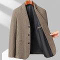Men's loose-fitting woolen coat in solid colour for spring and autumn casual wear